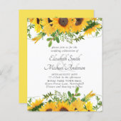 Bruiloftspapeterie Budget met Landelijke Zonnebloe (Voorkant / Achterkant)