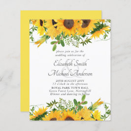 Bruiloftspapeterie Budget met Landelijke Zonnebloe