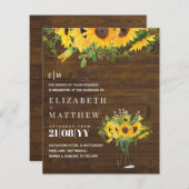 Bruiloftspapeterie met landelijke zonnebloemthema  (Voorkant / Achterkant)