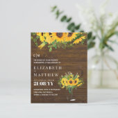 Bruiloftspapeterie met landelijke zonnebloemthema  (Staand voorkant)