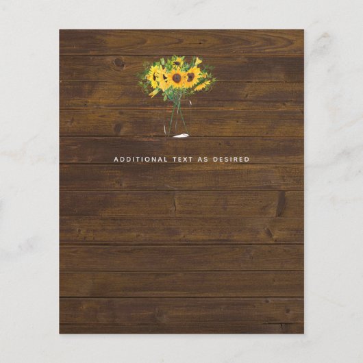 Bruiloftspapeterie met landelijke zonnebloemthema  (Achterkant)