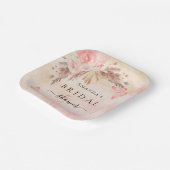 Bruiloftspartel pampagras roos bloem vlinders papieren bordje (Gebogen)