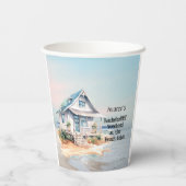 Bruiloftspartij in het strandhuis  papieren bekers (Achterkant)