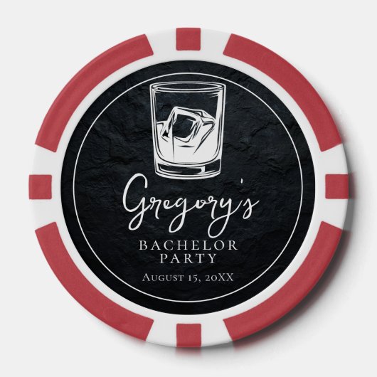 Bruiloftspartij modern stijlvol poker chips (Voorkant)