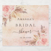 Bruiloftspartij pampas gras roze goud sparkling wijnetiket (Enkel label)