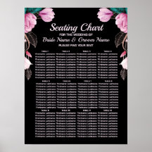 Bruiloftspartij Roze Bloemige Geometrische Zwarte 