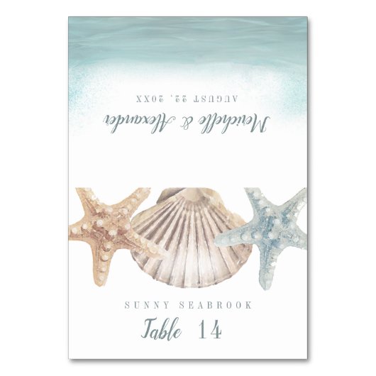 Bruiloftsplaatskaart Strand Stervis Schelp Kaart (Voorkant)