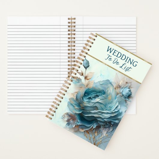 Bruiloftsplanner met mooie turquoise rozen notitieboek (Binnen)