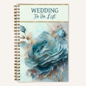 Bruiloftsplanner met mooie turquoise rozen notitieboek (Voorkant)