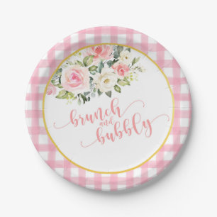 Bruiloftsplateau voor Brunch & Bubbly - Roze tekst Papieren Bordje