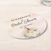 Bruiloftspompel herfst crème roze goud ronde kartonnen onderzetter (Gebogen)