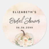 Bruiloftspompelmoes herfst crème roze goud ronde sticker (Voorkant)