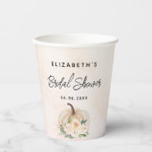 Bruiloftspompfeest herfst crème roze goud papieren bekers (Voorkant)