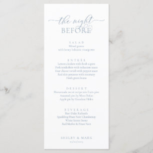 Bruiloftsprobediner, Romantisch Stofblauw Menu
