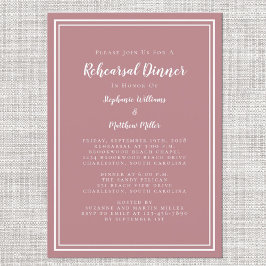 Bruiloftsproefdinermaal Dusty Rose Modern Eenvoudi Kaart