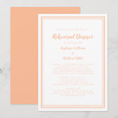 Bruiloftsproefdinermaal Modern Eenvoudig Perzik Wi Kaart (Voorkant / Achterkant)
