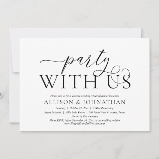 Bruiloftsproefdinermiddag met ons kaart (Voorkant)