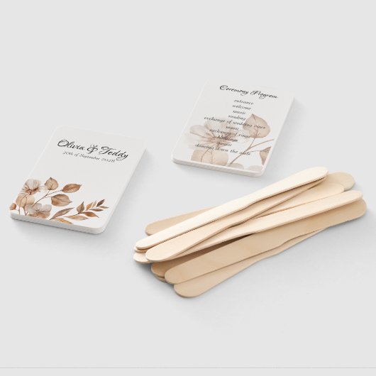 Bruiloftsprogramma Handventilator Rustic Romance Handwaaier (Niet-gemonteerd)