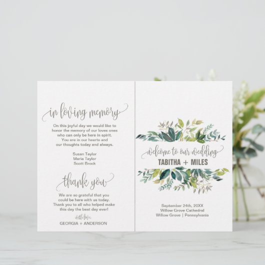 Bruiloftsprogramma met Geplooid Gebladerte (Staand voorkant)