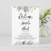 Bruiloftsprogramma met groene bladeren kaart (Staand voorkant)