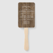 Bruiloftsprogramma met houten look en kalligrafie handwaaier (Achterkant)