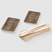 Bruiloftsprogramma met houten look en kalligrafie handwaaier (Niet-gemonteerd)