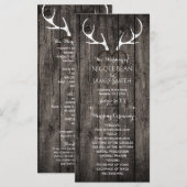 Bruiloftsprogramma met landelijke herten geweien e programmakaart (Voorkant / Achterkant)