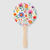 Bruiloftsprogramma met levendige waterverf bloemen handwaaier (Achterkant)