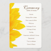 Bruiloftsprogramma met rustieke zonnebloem programmakaart (Achterkant)