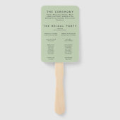 Bruiloftsprogramma met sappige groene beplanting handwaaier (Achterkant)