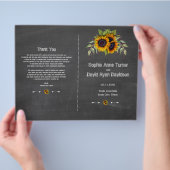 Bruiloftsprogramma met waterverf zonnebloemen op k flyer (Hand)