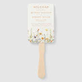 Bruiloftsprogramma met wilde bloemen in rustieke s handwaaier (Voorkant)