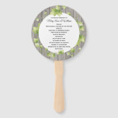 Bruiloftsprogramma waaier van rustiek hout en klim (Voorkant)