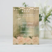 Bruiloftsreactie Rustieke Roos RSVP Kaartje (Staand voorkant)