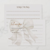Bruiloftsrecept met neutrale strik informatiekaartje (Voorkant / Achterkant)