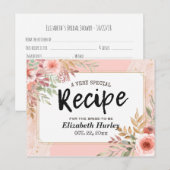 Bruiloftsrecept Moderne Elegante Roze Bloemen Uitnodiging Briefkaart (Voorkant / Achterkant)