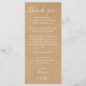 Bruiloftsreceptie Dank Je Rustieke Plaatskaart Menu (Voorkant)