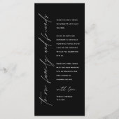 Bruiloftsreceptie Eetkamer Moderne Bedankkaart Programmakaart (Voorkant)