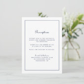 Bruiloftsreceptie Elegant Schrift Navyblauw Klassi Informatiekaartje (Staand voorkant)