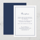 Bruiloftsreceptie Elegant Schrift Navyblauw Klassi Informatiekaartje (Voorkant / Achterkant)