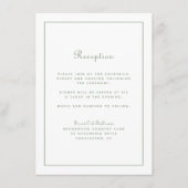 Bruiloftsreceptie Elegant Schrift Sage Groen Wit Informatiekaartje (Voorkant)