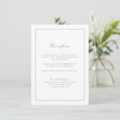 Bruiloftsreceptie Elegant Schrift Sage Groen Wit Informatiekaartje (Staand voorkant)