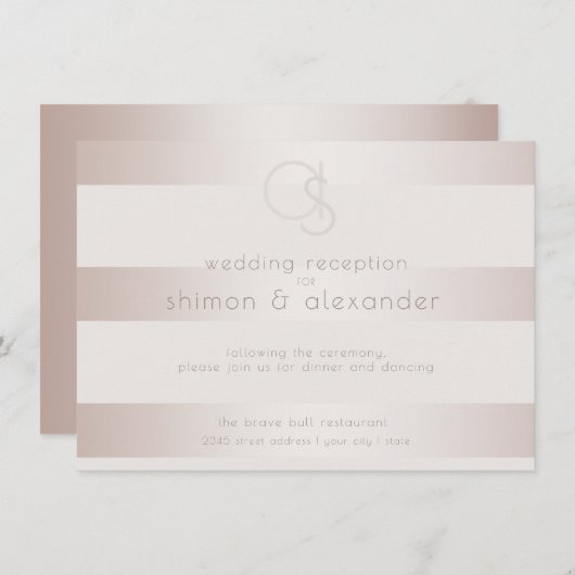 Bruiloftsreceptie | Elegante Moderne Parelroze Informatiekaartje (Voorkant / Achterkant)