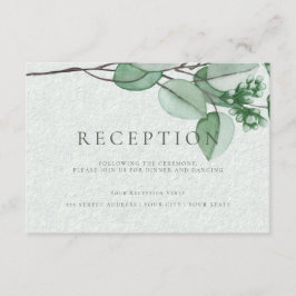 Bruiloftsreceptie | Elegante waterverf Eucalyptus Informatiekaartje