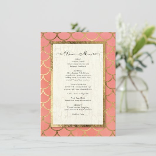 Bruiloftsreceptie formeel diner Art Deco schelp Kaart (Staand voorkant)