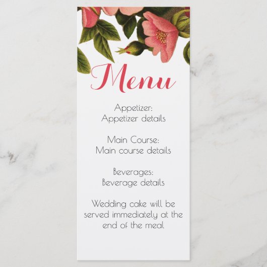 Bruiloftsreceptie gast diner menu (Voorkant)