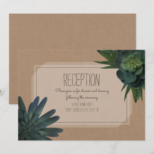 Bruiloftsreceptie geïnspireerd door sappige karton kaart (Voorkant / Achterkant)