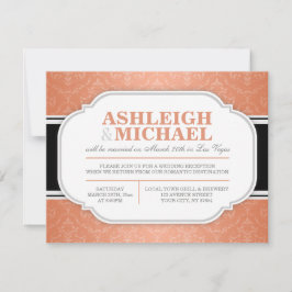 Bruiloftsreceptie in grijs en oranje damast ALLEEN Kaart