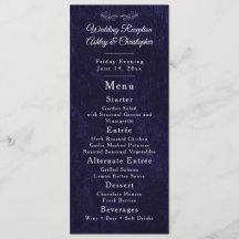Bruiloftsreceptie in Navy Blauw Wit Schrift