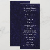 Bruiloftsreceptie in Navy Blauw Wit Schrift Menu (Voorkant / Achterkant)